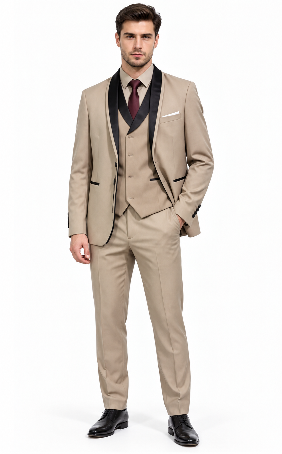 Traje Formal 3 Piezas Beige