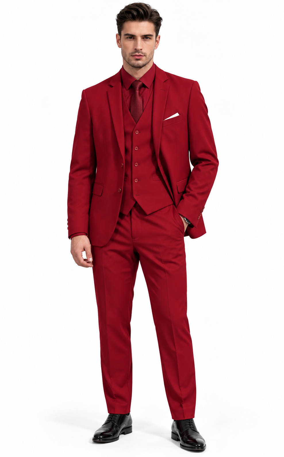 Traje Formal 3 Piezas Burdeo